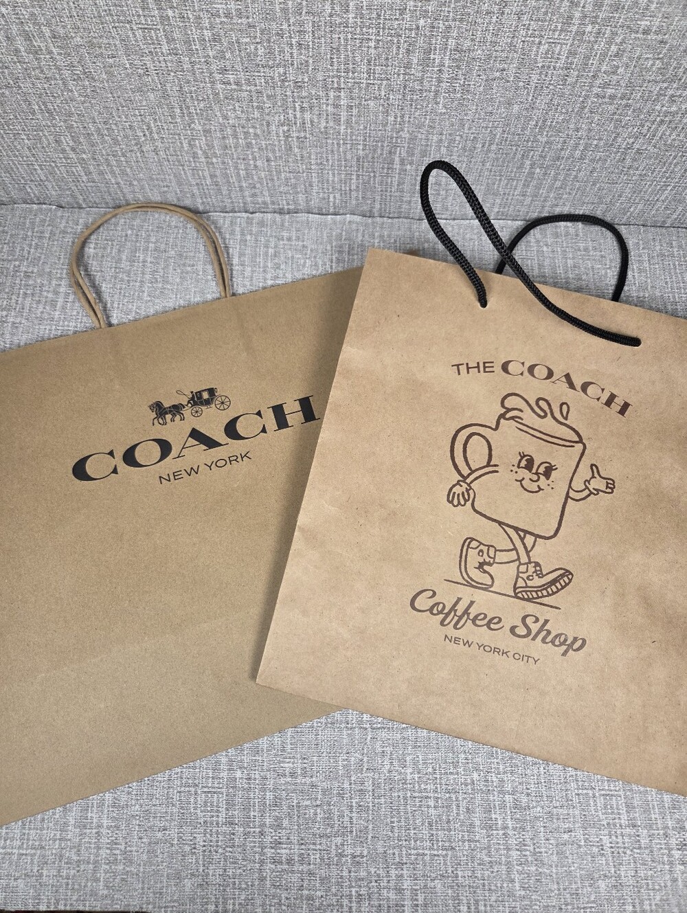 Coach Coffee Shop & Regular Brown Shopping Gift Bags Set of 2
